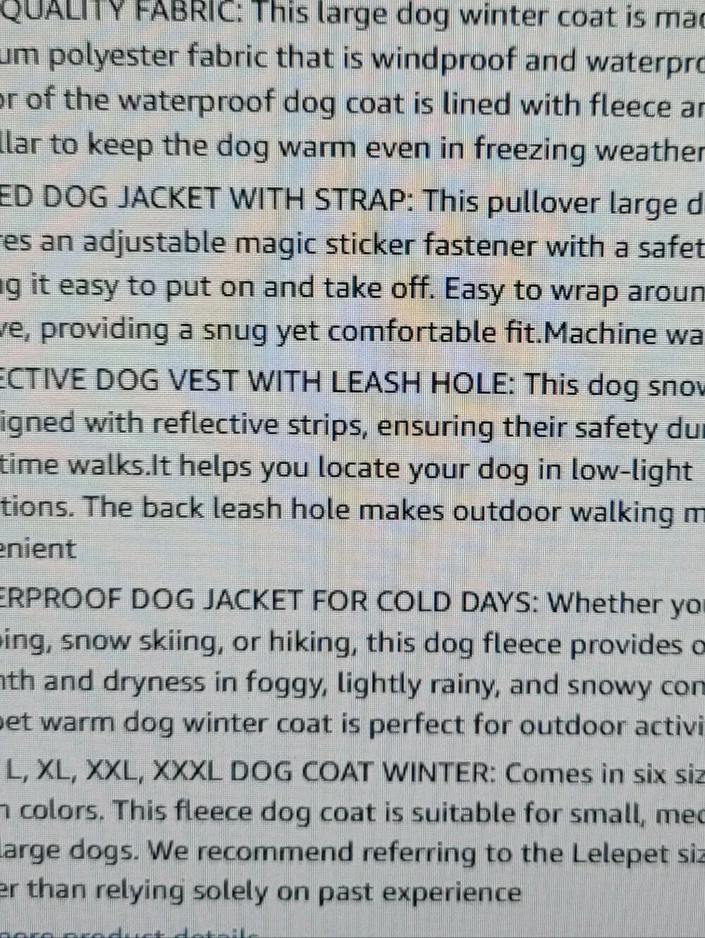Premium Dog Coat Reflective Waterproof Windproof Vest Large Dog